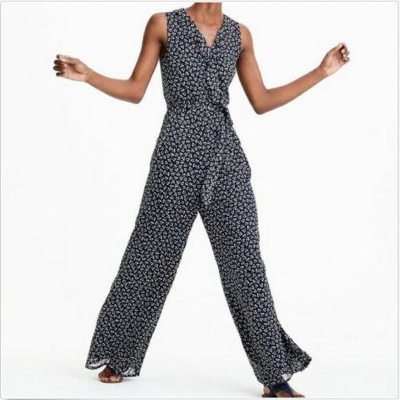 J. CREW Pants - J. CREW POINT SUR WIDE LEG NAVY SPARKLE JUMPSUIT